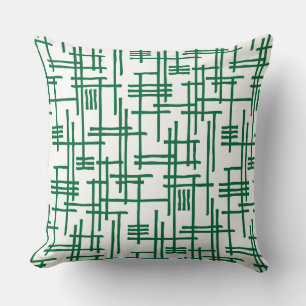 Abstrakte Linien 120923 - Forest Green on White Kissen