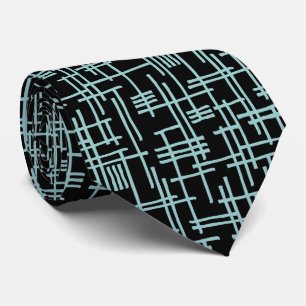 Abstrakte Linien 120923 - Light Blue Green on Blac Krawatte