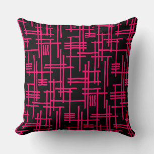Abstrakte Linien 120923 - Neon Red on Black Kissen