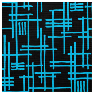 Abstrakte Linien 120923 - Sky Blue on Black Stoff