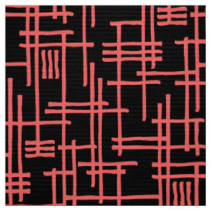 Abstrakte Linien 120923 - Tropisches Rosa auf Schw Stoff