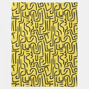 Abstrakte Linien 130318 - Schwarz auf #fff300 Gelb Fleecedecke