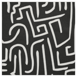 Abstrakte Linien 130318 - Weiß auf Schwarz Stoff