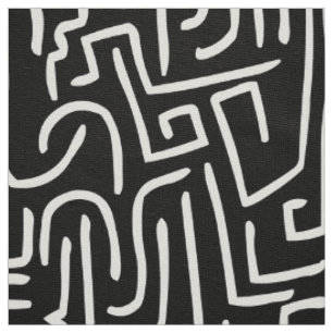 Abstrakte Linien 130318 - Weiß auf Schwarzem Stoff