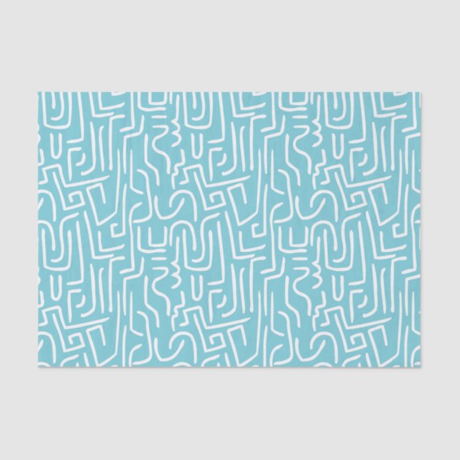 Abstrakte Linien 130318 - White on Robin Egg Blue Seidenpapier (Vorderseite)