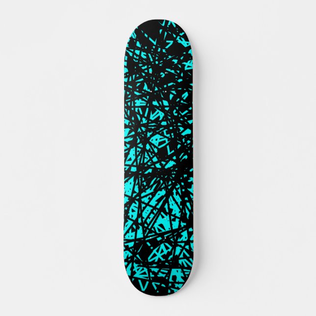 Abstrakte Linien - Cyan Skateboard (Vorne)