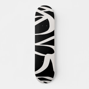 Abstrakte Linien Moderne Schwarz-Beige-Creme wirbe Skateboard
