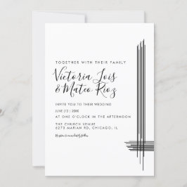 Abstrakte Linien Schwarz-weiß Moderne Hochzeit Einladung