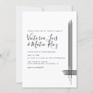 Abstrakte Linien Schwarz-weiß Moderne Hochzeit Einladung