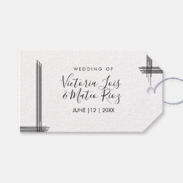 Abstrakte Linien Schwarz-weiß Moderne Hochzeit Geschenkanhänger