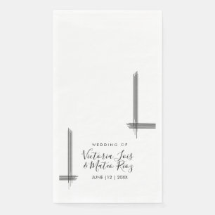 Abstrakte Linien Schwarz Weiß Moderne Hochzeit  Serviette