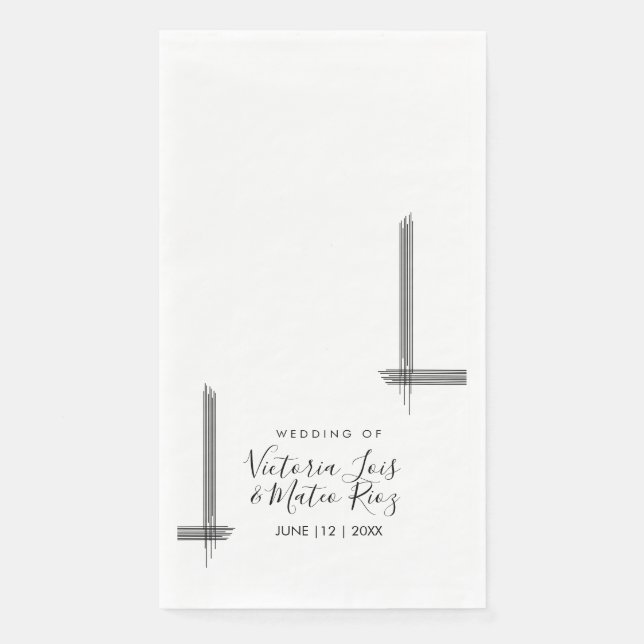 Abstrakte Linien Schwarz-weiß Moderne Hochzeit Serviette (Vorderseite)