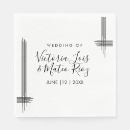 Abstrakte Linien Schwarz-weiß Moderne Hochzeit Serviette