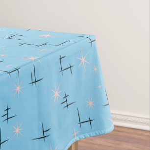 Abstrakte Linien und Rosa-Stern-Baby-Blau Retro Tischdecke