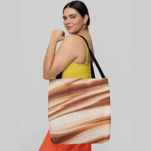 Abstrakte Linienführung in Orange- und Brauntönen Tasche