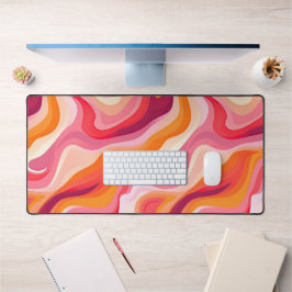 Abstrakte Linienführung Pink Retro Schreibtischunterlage
