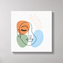 Abstrakte Linienkunst Gesicht mit botanischem Flai
