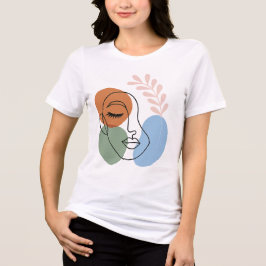 Abstrakte Linienkunst Gesicht mit botanischem Flai Tri-Blend Shirt