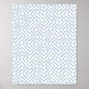 Abstrakte Linienmuster hellblau und cremeweiß Poster