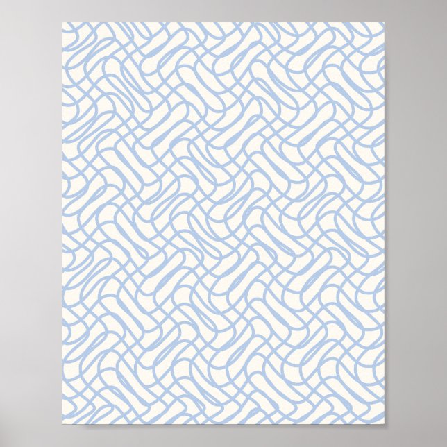 Abstrakte Linienmuster hellblau und cremeweiß Poster (Vorne)