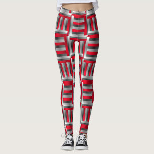 Abstrakte Linienmuster Rot und Schwarz Leggings