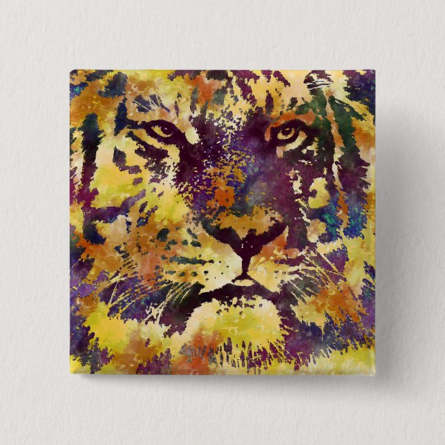 Abstrakte Lion Paintning Button (Vorderseite)