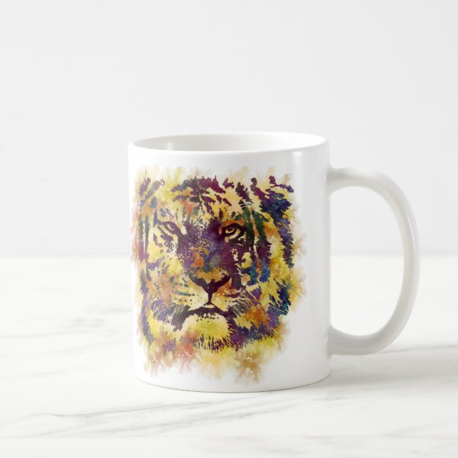 Abstrakte Lion Paintning Kaffeetasse (Rechts)