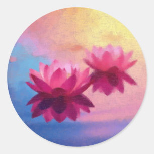 Abstrakte Lotus-Blume Runder Aufkleber