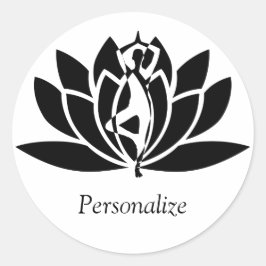 Abstrakte Lotus Blume Yoga Pose Personalisieren Runder Aufkleber