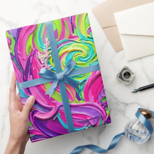 Abstrakte Lotus-Neon-Ölpapier-Verpackung Geschenkpapier