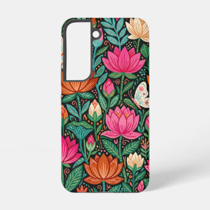 Abstrakte Lotus Schmetterlinge Garten Samsung Case Galaxy Hülle