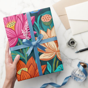 Abstrakte Lotus-Schmetterlinge Geschenkpapier