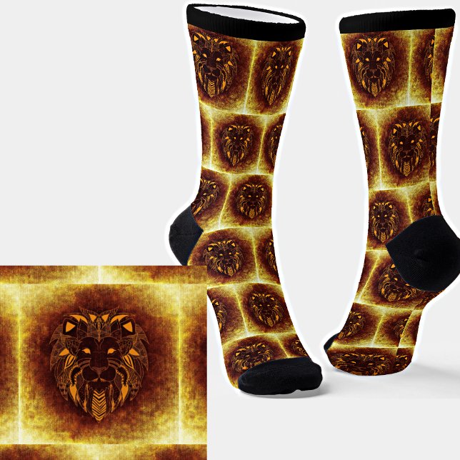 Abstrakte Löwe auf braunem Gelb Socken (Von Creator hochgeladen)
