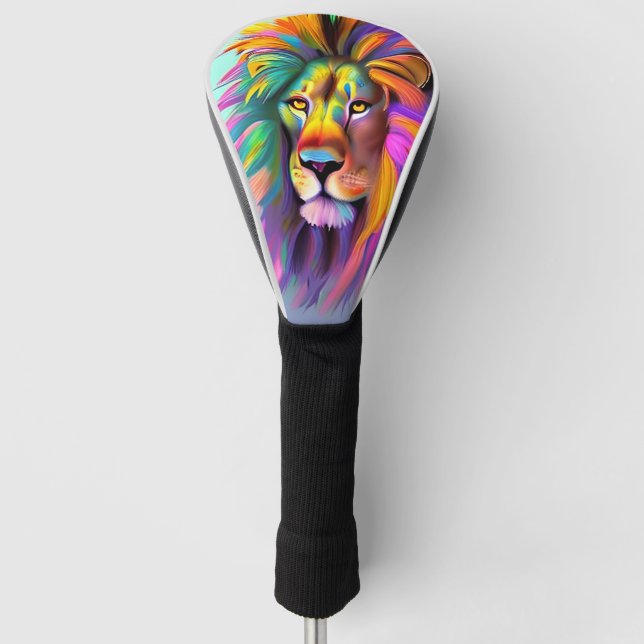 Abstrakte Löwenface Mystische Fantasie Kunst Golf Headcover (Vorderseite)