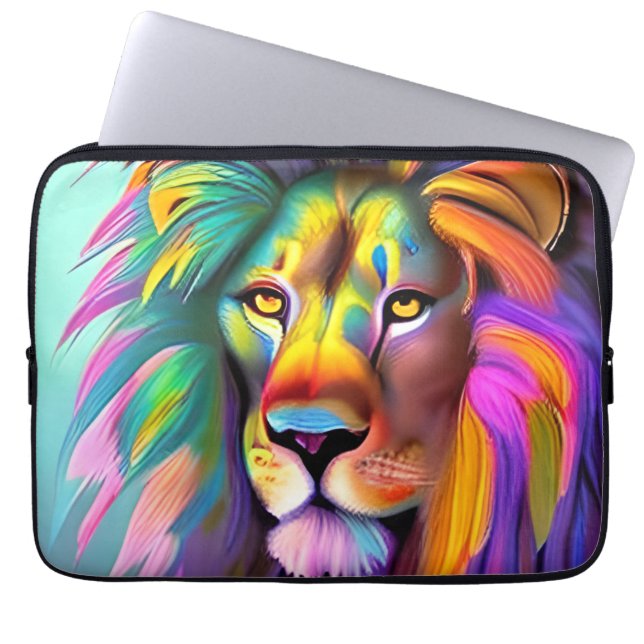 Abstrakte Löwenface Mystische Fantasie Kunst Laptopschutzhülle (Vorderseite)