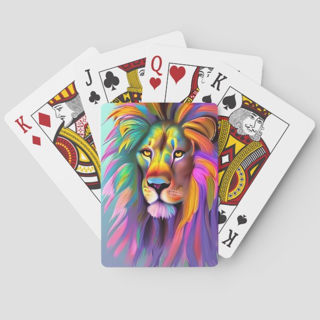 Abstrakte Löwenface Mystische Fantasie Kunst Spielkarten (Rückseite)