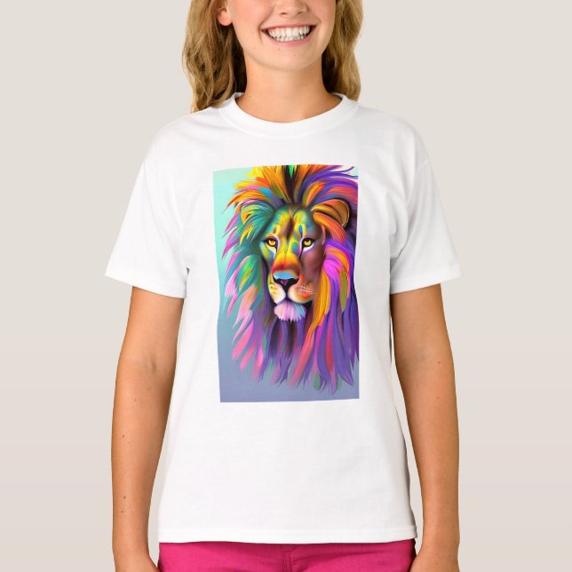Abstrakte Löwenface Mystische Fantasie Kunst T-Shirt (Vorderseite)