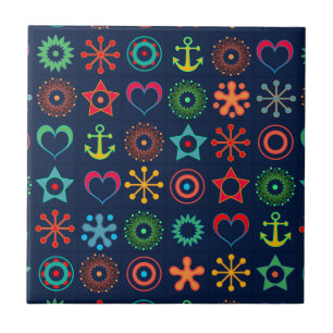 Abstrakte lustige Formen Retro-Design-Druck Fliese