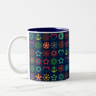 Abstrakte lustige Formen Retro-Design-Druck Zweifarbige Tasse