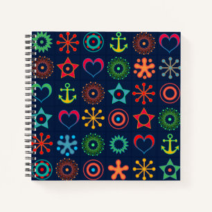 Abstrakte lustige Formen Retrodesign drucken Notizbuch