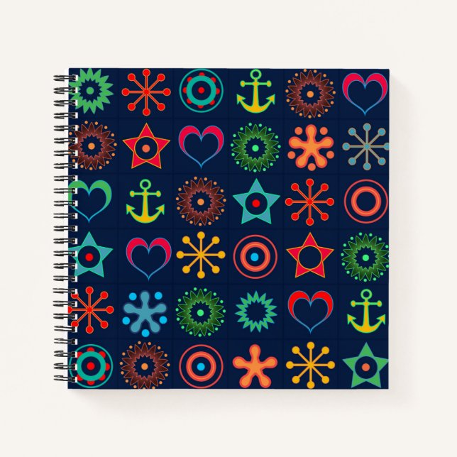 Abstrakte lustige Formen Retrodesign drucken Notizbuch (Vorderseite)