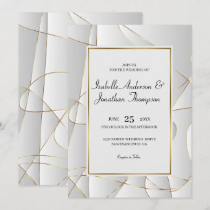 Abstrakte Luxus Golden Lines Hochzeit Einladung