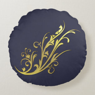 Abstrakte Luxus-Kunstblume aus Gold Rundes Kissen