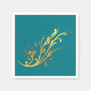Abstrakte Luxus-Kunstblume aus Gold Serviette