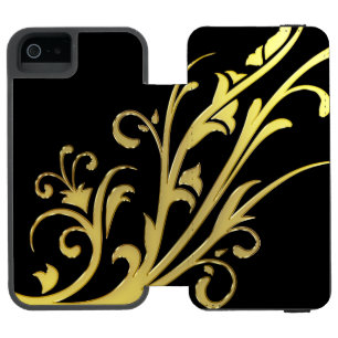 Abstrakte Luxus-Kunststoff-Gold-Blume Incipio Watson™ iPhone 5 Geldbörsen Hülle