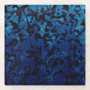Abstrakte Magie - Navy Blue Grunge Black Glasuntersetzer