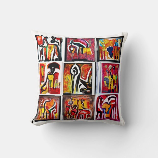 Abstrakte Malerei afrikanischer Ethnic Art Kissen (Vorderseite)