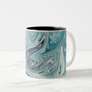Abstrakte Malerei am Blauen Meer Zweifarbige Tasse