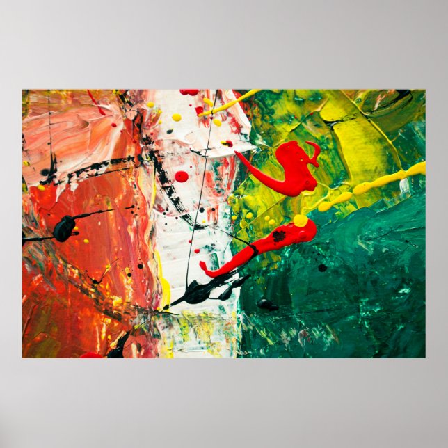 Abstrakte Malerei auf der roten und grünen Flagge Poster (Vorne)