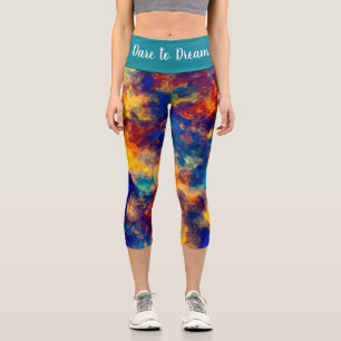 Abstrakte Malerei Blaugelbe Capri Leggings